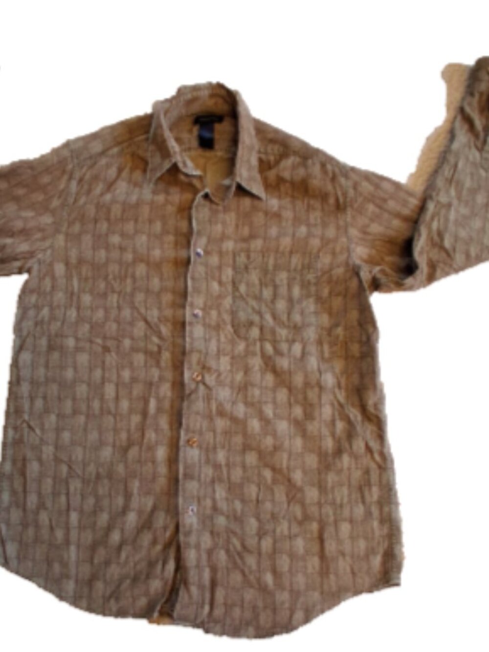 Claiborne Men Size M Brown Long Sleeve Button Front 100% Cotton Casual Shirt
